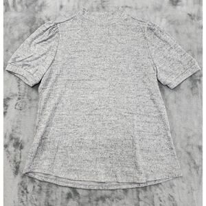89th‎ + Madison Mock Neck Short Puff Sleeve Knit Top Size L Heathered Gray